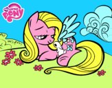 Fluttershy con un conejito