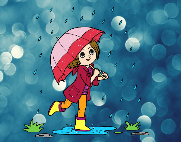 Zelda con Paraguas bajo la lluvia