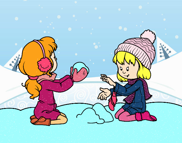 Peach y Daísy jugando en la nieve