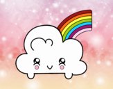 Nube con arco iris kawaii