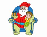 Papá Noel y niño en Navidad