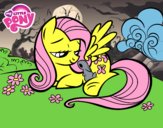 Fluttershy con un conejito