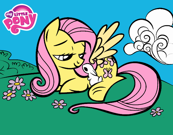 Fluttershy con un conejito