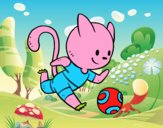 Gato jugando a fútbol