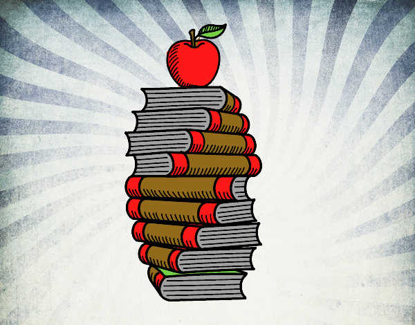 Libros y manzana