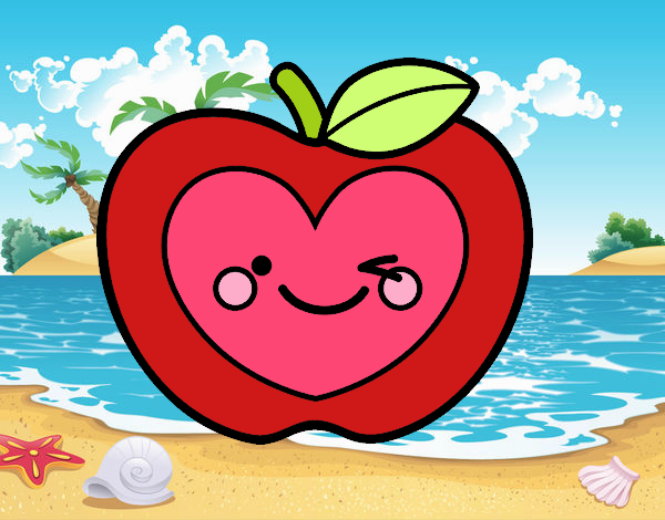 manzana en la playa