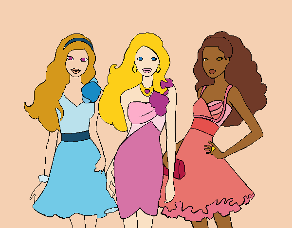 Barbie y sus amigas vestidas de fiesta