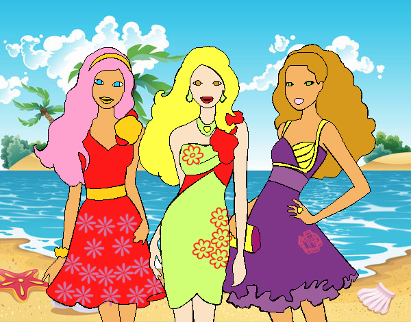 Barbie y sus amigas vestidas de fiesta