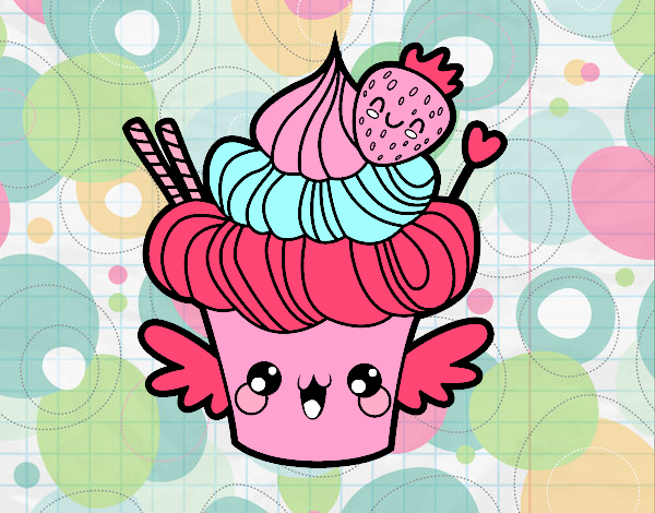 Cupcake kawaii con fresa