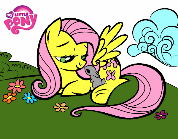 Fluttershy con un conejito