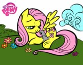 Fluttershy con un conejito