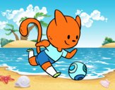 Gato jugando a fútbol