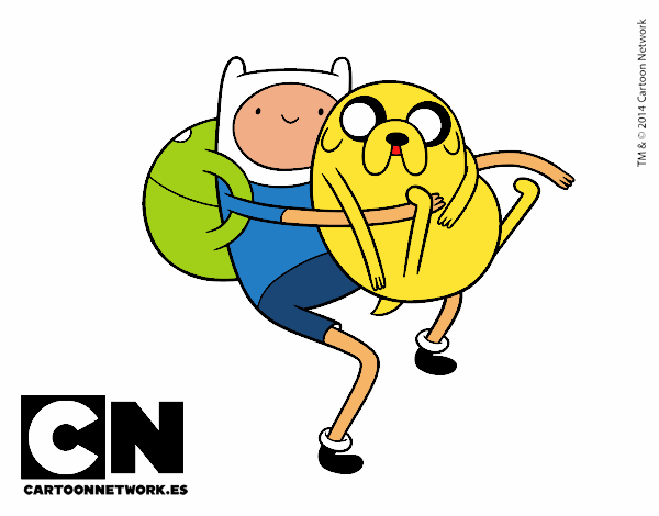 Finn y Jake abrazados