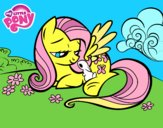 Fluttershy con un conejito