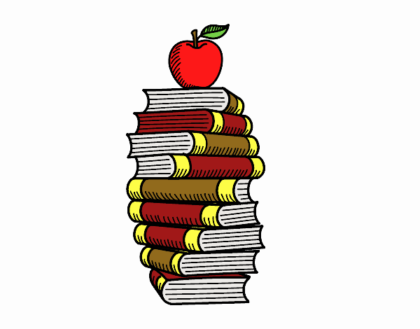 Libros y manzana