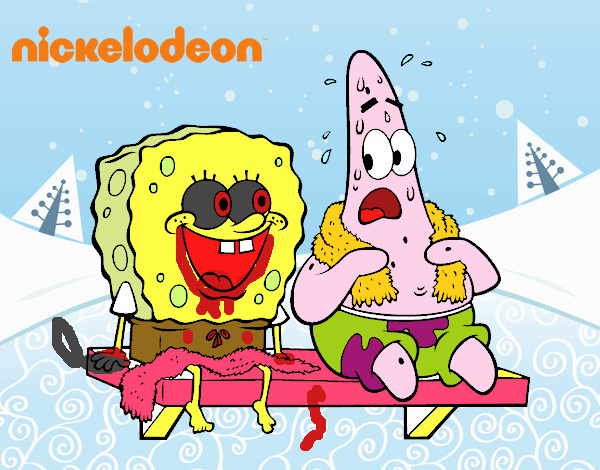 Bob Esponja y Patricio en bañador