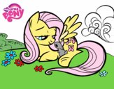 Fluttershy con un conejito