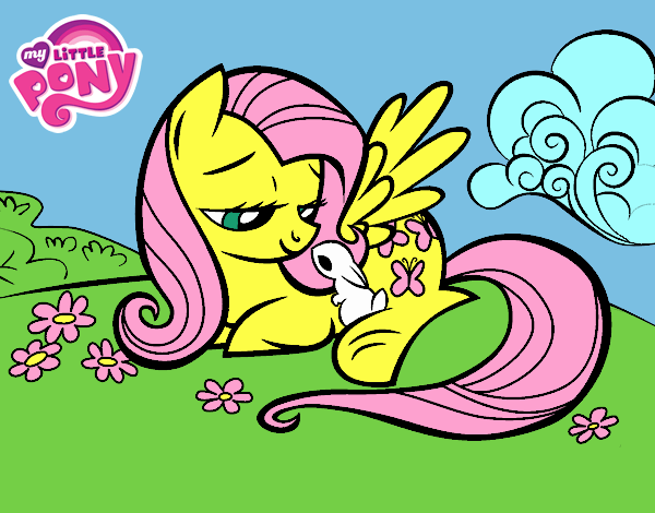 Fluttershy con un conejito