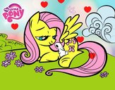 Fluttershy con un conejito