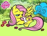 Fluttershy con un conejito