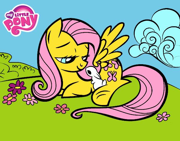 Fluttershy con un conejito