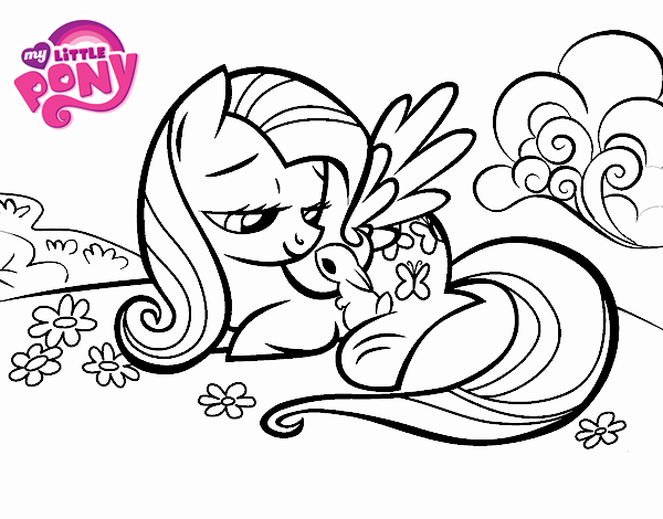 Fluttershy con un conejito