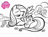 Fluttershy con un conejito