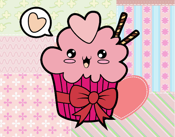 Cupcake kawaii con lazo