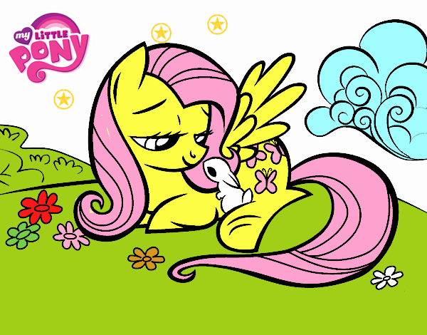 Fluttershy con un conejito