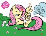 Fluttershy con un conejito