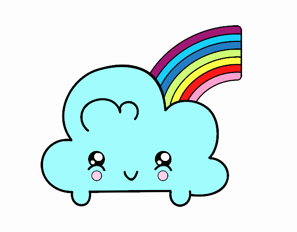 Nube con arco iris kawaii