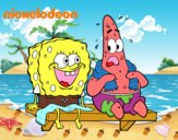 Bob Esponja y Patricio en bañador