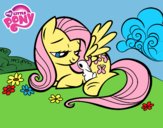 Fluttershy con un conejito