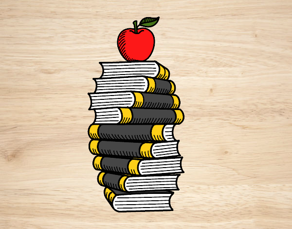 Libros y manzana