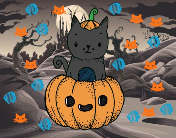 Un gatito de Halloween