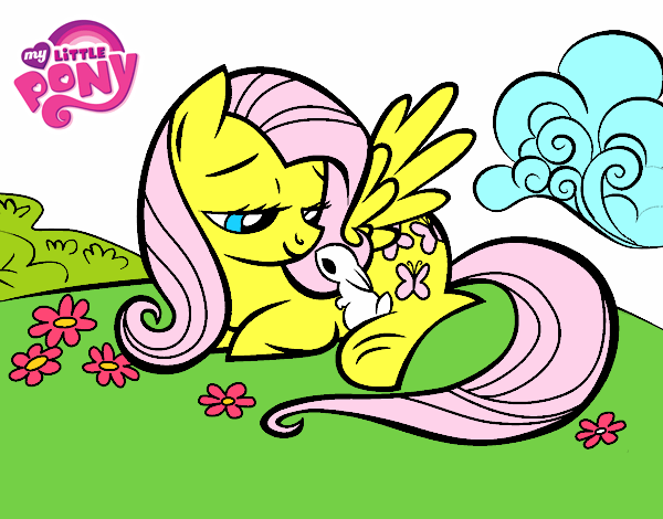 Fluttershy con un conejito