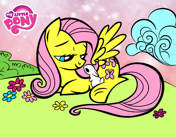 Fluttershy con un conejito