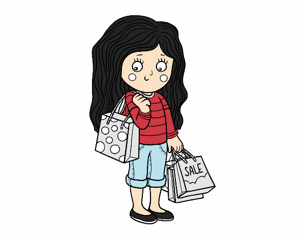 Niña con compras de verano