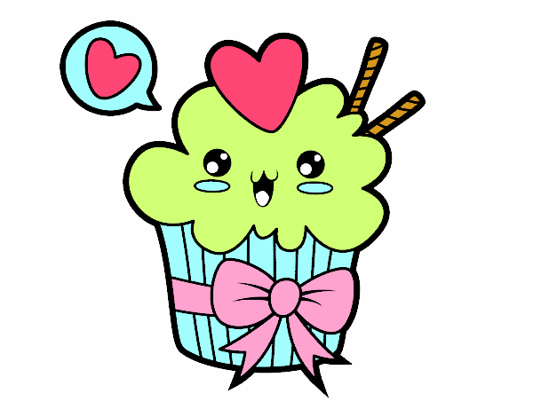 Cupcake kawaii con lazo