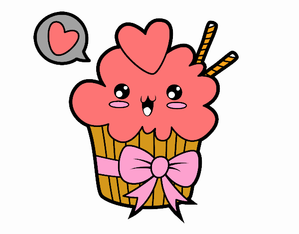 Cupcake kawaii con lazo