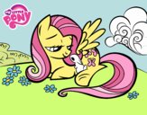 Fluttershy con un conejito