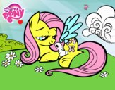 Fluttershy con un conejito