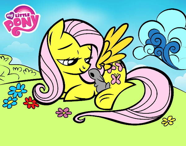 Fluttershy con un conejito