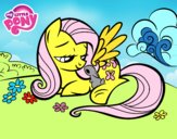 Fluttershy con un conejito