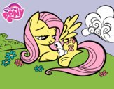 Fluttershy con un conejito