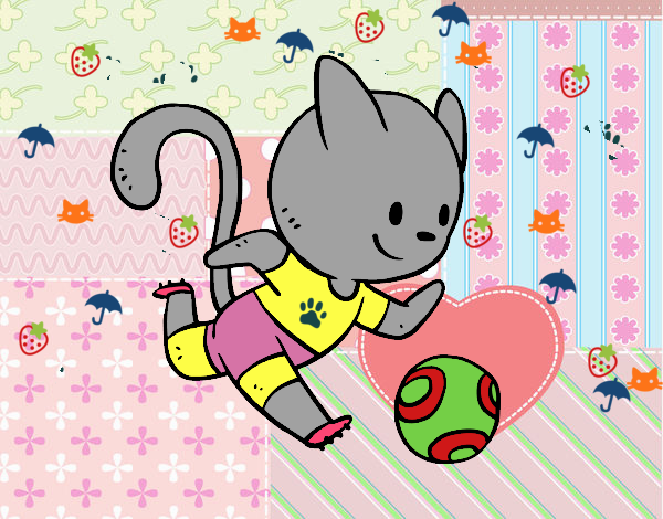 Gato jugando a fútbol