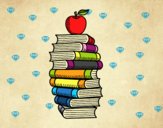 Libros y manzana