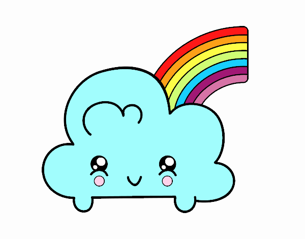 Nube con arco iris kawaii