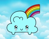 Nube con arco iris kawaii