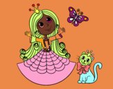 Princesa con gato y mariposa